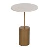 Mesa Ouro-Branco Metal-Mármore 35 X 35 X 52 Cm