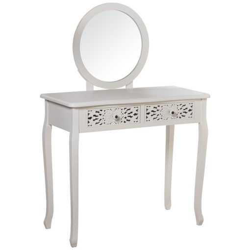 Mesa Toucador Madeira  com Espelho+ 2 Gavetas Tallada 90x40x78cm