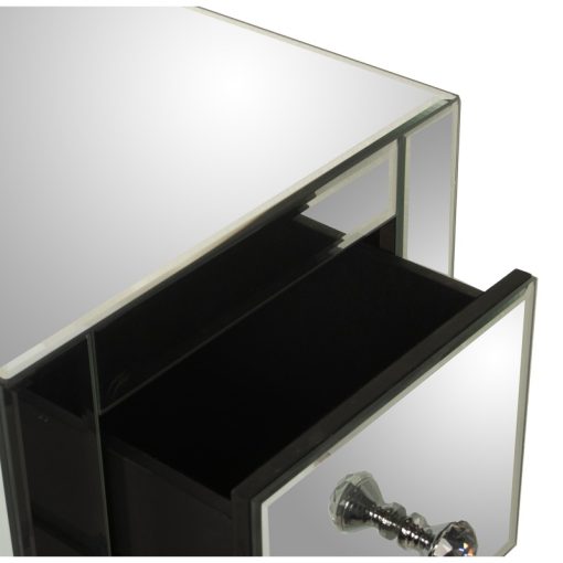 Mesa de Cabeceira 3-c Cristal Espelho/ Madeira 30x30x70cm - Image 3