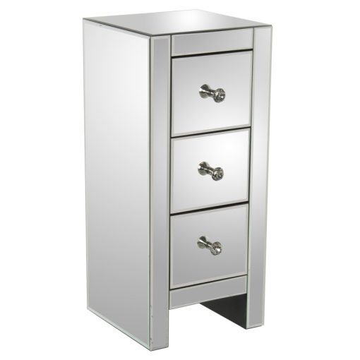 Mesa de Cabeceira 3-c Cristal Espelho/ Madeira 30x30x70cm