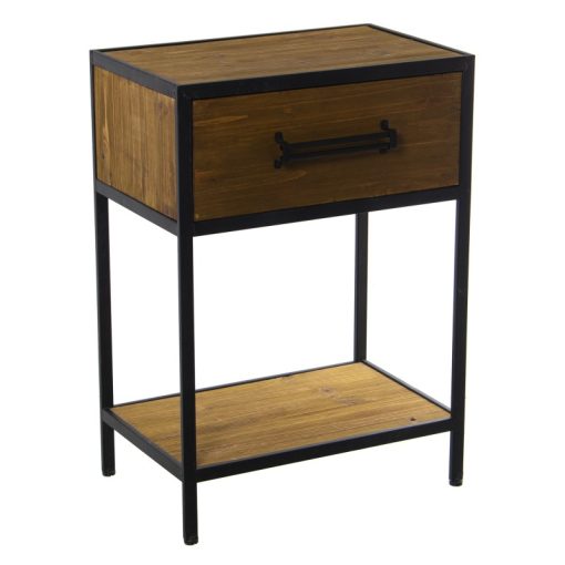 Mesa de Cabeceira Madeira Metal 47x30x65cm Abeto+contrachapad