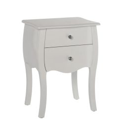 Mesa de Cabeceira  com 2 Gavetas Madeira Branco 45x36x62cm