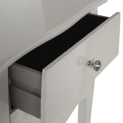 Mesa de Cabeceira  com 2 Gavetas Madeira Branco 45x36x62cm, Madeira: Abeto+dm - Image 5