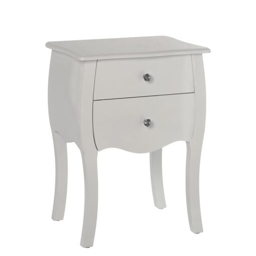 Mesa de Cabeceira  com 2 Gavetas Madeira Branco 45x36x62cm