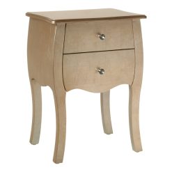 Mesa de Cabeceira  com 2 Gavetas Madeira Champagne 45x36x62cm