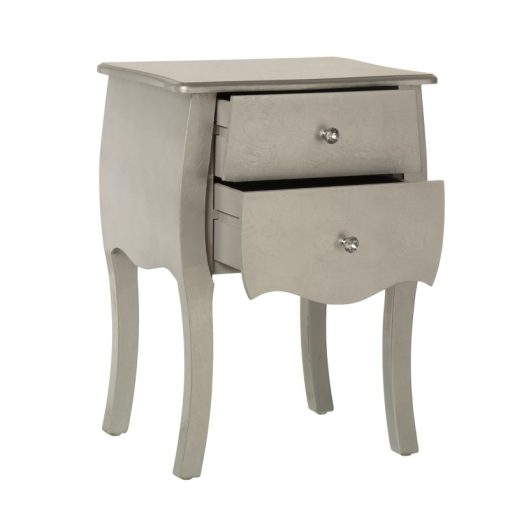 Mesa de Cabeceira  com 2 Gavetas Madeira Prata 45x36x62cm, Madeira: Abeto+dm - Image 3