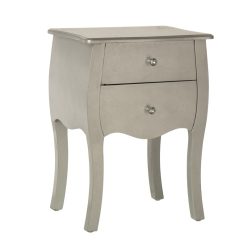 Mesa de Cabeceira  com 2 Gavetas Madeira Prata 45x36x62cm