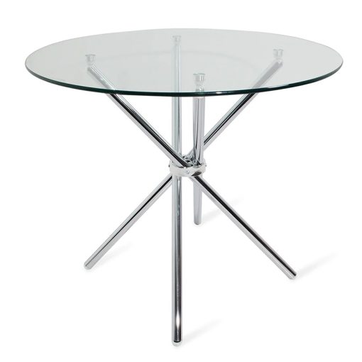 Mesa de Jantar Cristal 100cm  com Pés Metal Cromado 100x76cm-cristal Templ:10mm - Image 2