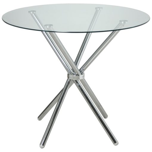 Mesa de Jantar Cristal 100cm  com Pés Metal Cromado 100x76cm-cristal Templ:10mm