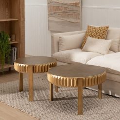 Mesinha Envejocodo Ouro Metal Room 64 X 64 X 50 Cm