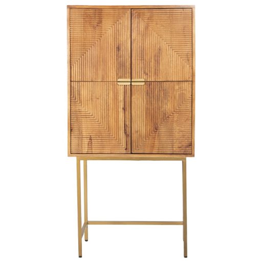Movél Auxiliar Em Madeira De Mango Envernizada Escuro  com 2 Portas, Pés De Ferro 75x40x150cm Alt. Pés:62cm - Image 3