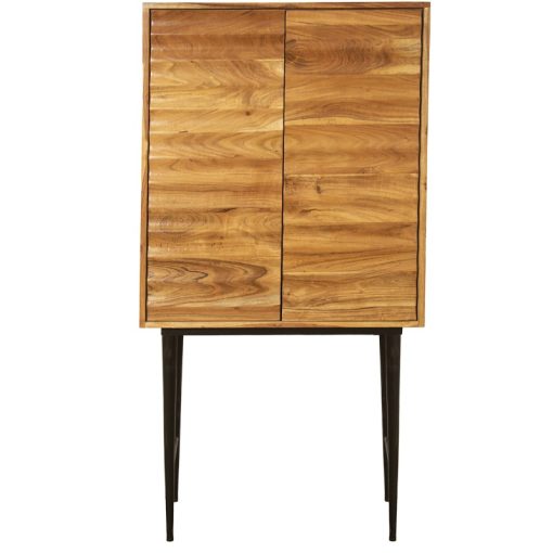 Movél Auxiliar Em Madeira De Mango  com 2 Portas, Pés De Ferro 75x40x150cm Alt. Pés:62cm - Image 3