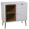 Móvel Entrada Madeira  com 2 Portas e Gaveta Branco/Dourada 80x40x81cm