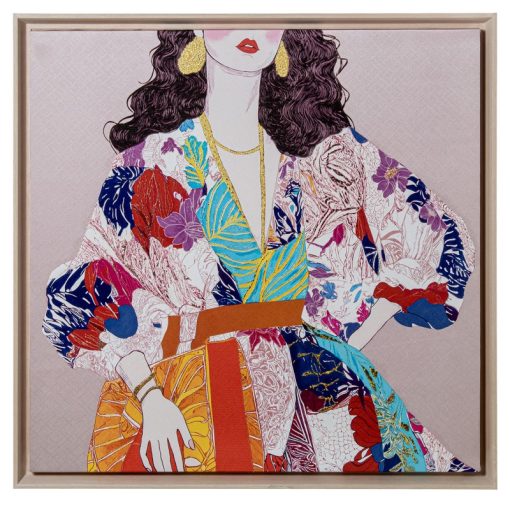 Mulher Estampada Em Lona 80x80 Cm. Ps Quadro
