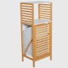Prateleira De Banho Em Madeira Branca/natural com cesto+2 Prateleiras 38x30x95cm