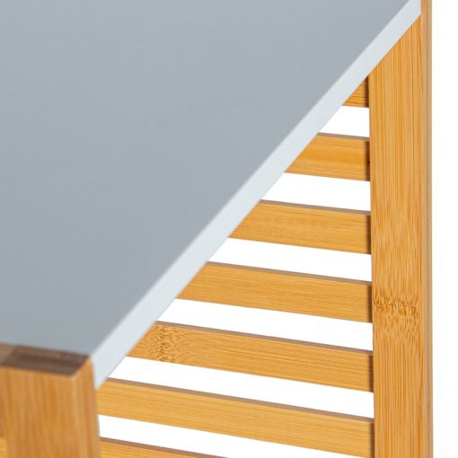 Prateleira De Banho Em Madeira Branca/natural com cesto+2 Prateleiras 38x30x95cm, Montagem Necessária - Image 5