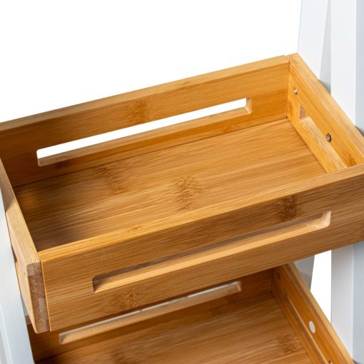 Prateleira De Casa De Banho Em Madeira Branca/natural Com 3 Cestos 30x21x96cm, Montagem Necessária - Image 3