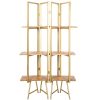 Prateleira Metal Dourado 3 Níveis En Madeira De Mango 101x36x183cm
