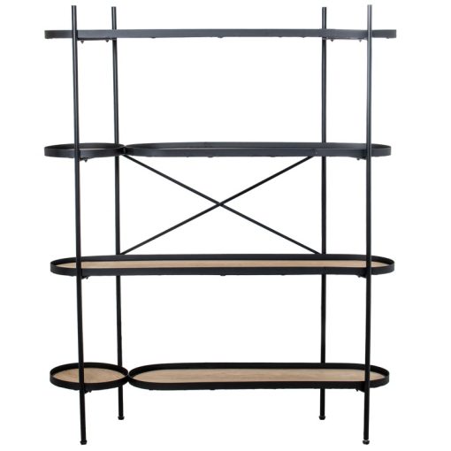 Prateleiras 4 Níveis Em Madeira E Metal Preto 110x29x136cm - Image 2