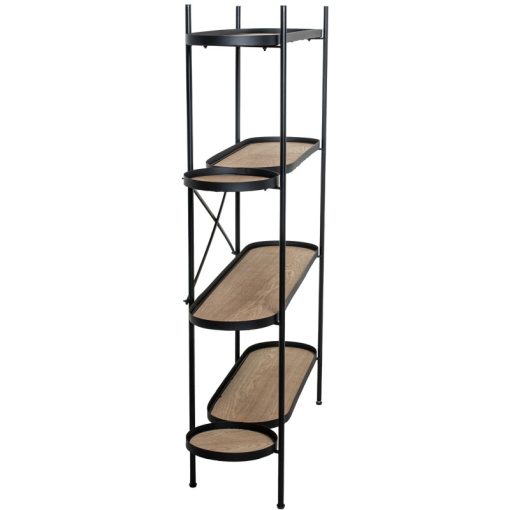 Prateleiras 4 Níveis Em Madeira E Metal Preto 110x29x136cm - Image 3
