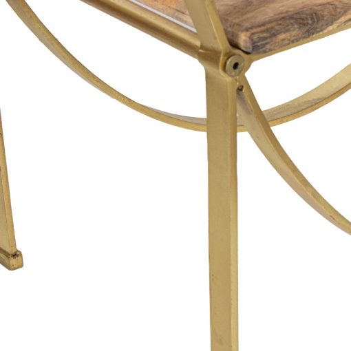 Prateleiras Em Metal Dourado  com níveis Em Madeira De Mango 91x36x180cm - Image 3