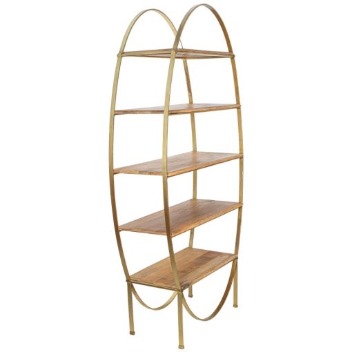 Prateleiras Em Metal Dourado  com níveis Em Madeira De Mango 91x36x180cm - Image 7