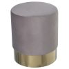Puf Veludo Cinza Claro  com banda Acero Dorado:10cm 35x42cm