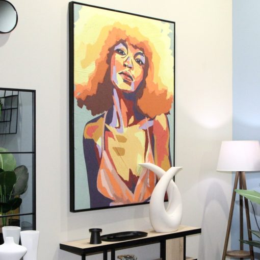Quadro Tela Impresso Mulher com marco Madeira Preto 100x4x140cm - Image 5