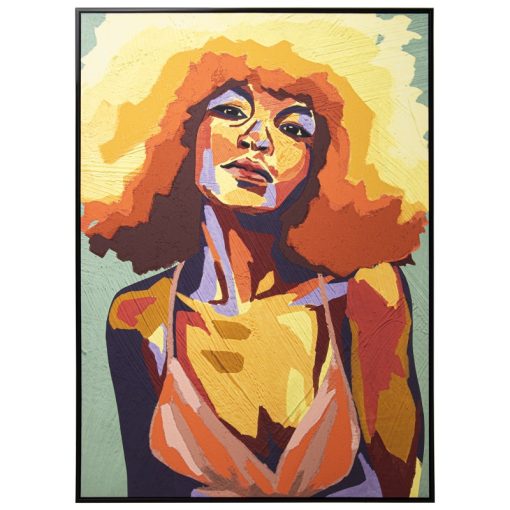 Quadro Tela Impresso Mulher com marco Madeira Preto 100x4x140cm