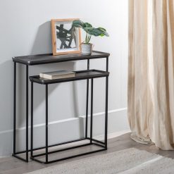 S/2 Consola Cinza-Escuro Metal Entrada 84 X 26 X 78 Cm