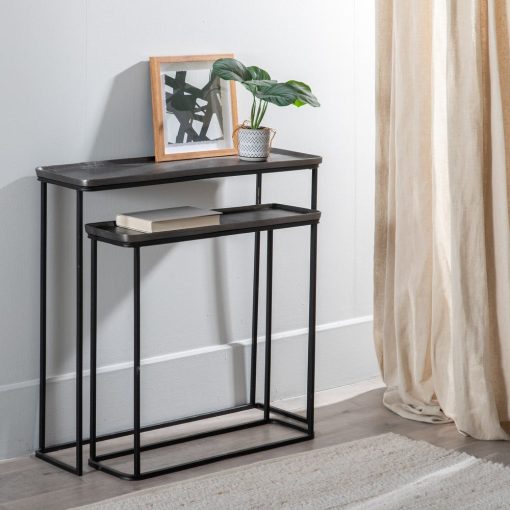 S/2 Consola Cinza-Escuro Metal Entrada 84 X 26 X 78 Cm