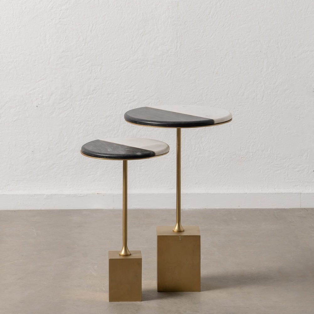 S/2 Mesa Auxiliar Branco-Preto 39 X 39 X 63 Cm