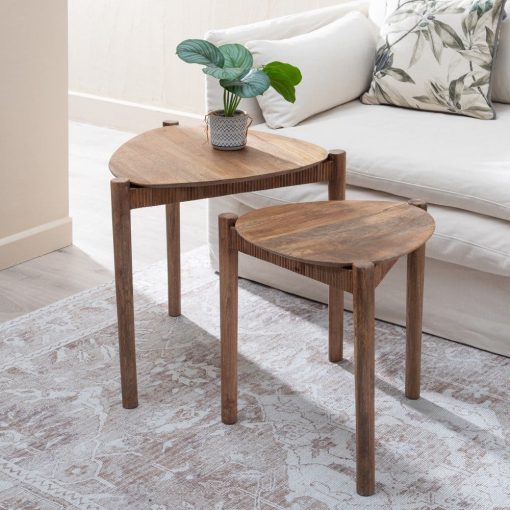 S/2 Mesa Auxiliar Natural Madeira Mango 58 X 56 X 56 Cm