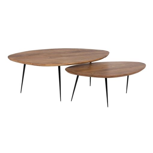 S/2 Mesa Centro Natural Madera-Metal 110 X 63 X 40 Cm - Image 8
