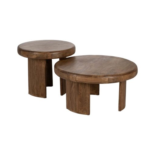 S/2 Mesa De Cafe Castanho Madeira Mango 80 X 80 X 41 Cm
