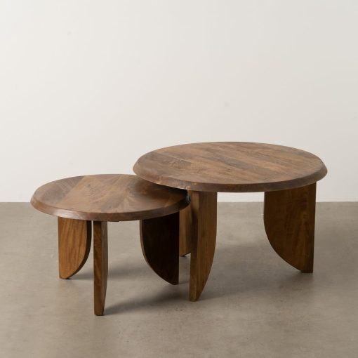 S/2 Mesa De Cafe Mel Madeira Mango 75 X 75 X 46 Cm - Image 13