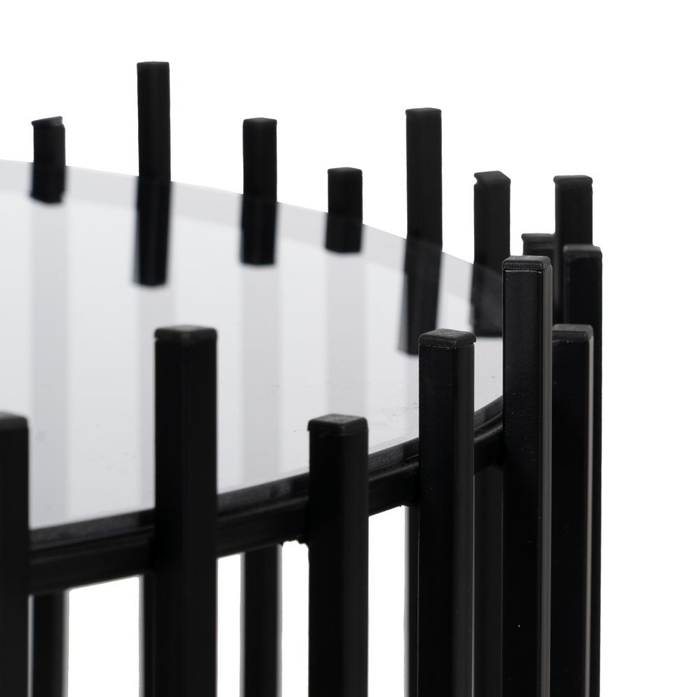 S/2 Mesa De Cafe Preto Metal-Cristal 68 X 68 X 45 Cm - Image 14