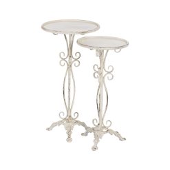 S/2 Mesinhas Creme Metal 40 X 40 X 77 Cm
