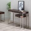 S/3 Consola Castanho-Prata Madeira / Metal 114 X 40