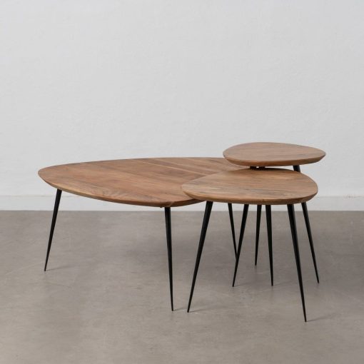 S/3 Mesa De Cafe Natural Madeira-Metal 86 X 81 X 43 Cm - Image 10
