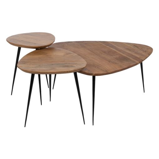 S/3 Mesa De Cafe Natural Madeira-Metal 86 X 81 X 43 Cm - Image 11
