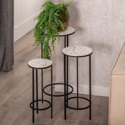 S/3 Mesinhas Preto-Gray Metal 30 X 30 X 71 Cm