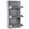 Sapateira Metálica 3 Gavetas Cinzento Brilhante Lisa 50x15x103cm