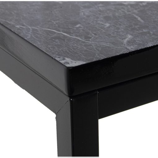 Set 2 Mesas Auxiliares Metal/ Madeira Acabado Mármore Negro 45x45x50cm+35x35x40cm - Image 5
