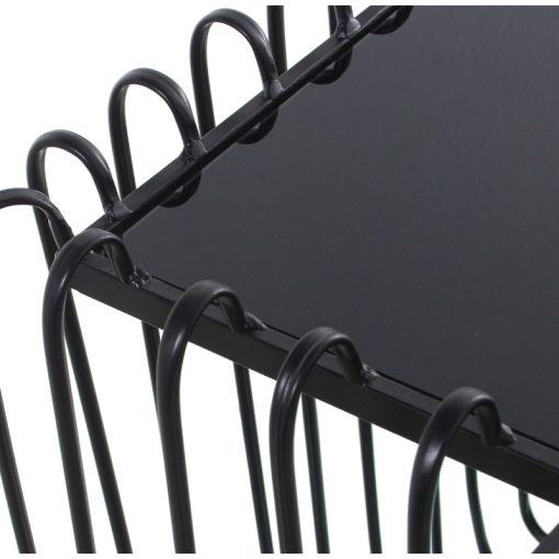 Set 2 Mesas Auxiliares Metal Negro  com cristal Negro 60x60x60+45x45x45cm - Image 3