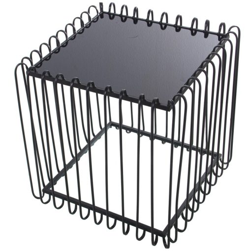 Set 2 Mesas Auxiliares Metal Negro  com cristal Negro 60x60x60+45x45x45cm - Image 4