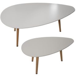 Set 2 Mesas Centro Madeira Branco Mate (dm+Faia) 116x67x45cm+75x44x38cm
