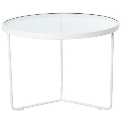 Set 2 Mesas De Metal Branco E Vidro  60x45+45x38cm - Image 2