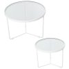 Set 2 Mesas De Metal Branco E Vidro  60x45+45x38cm