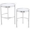Set 2 Mesas Metal Plateado e Espelho 42x52cm+37x49cm